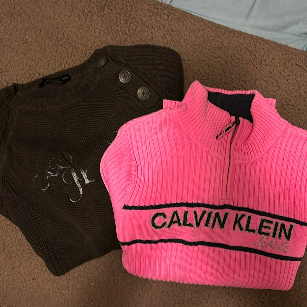 Two Calvin Klein Sweaters (pink & brown)